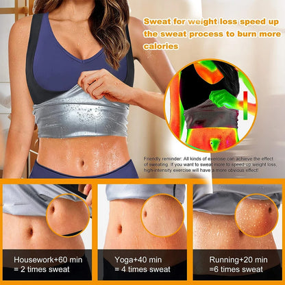 Sauna Sweat Vest for Women, Sauna Suit for Women Weight Loss Sauna Top, Womens Compression Sauna Sweat Vest Sauna Waist Trainer